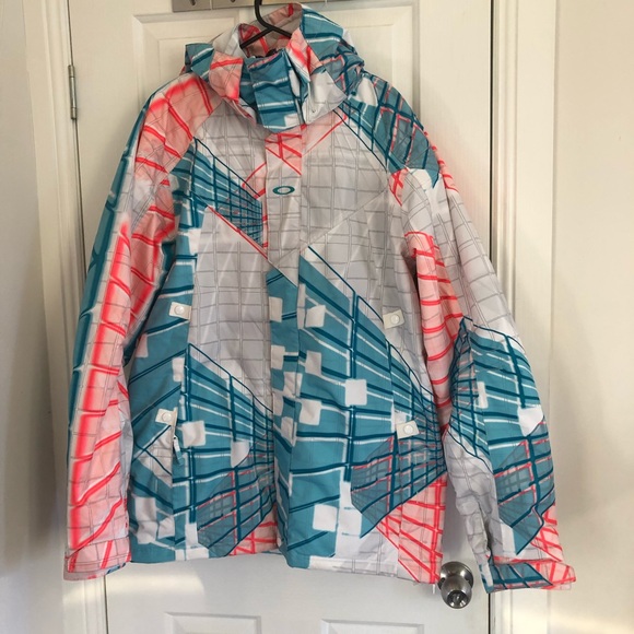 🌿 OAKLEY 🌿 multicoloured unisex freight snow jacket thinsulate anorak size L - Picture 4 of 15